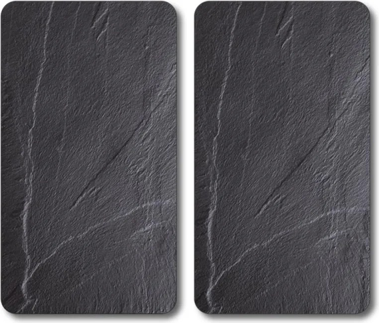 Set de 2 placi de protectie pentru plite/blat Kesper 37523, 50 x 28,5 cm, Sticla, Negru