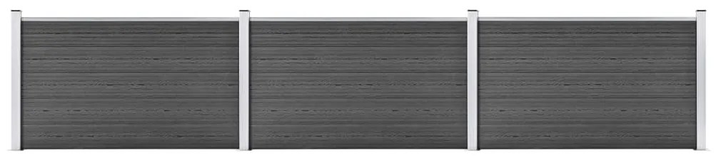 vidaXL Set de panouri de gard, negru, 526 x 105 cm, WPC