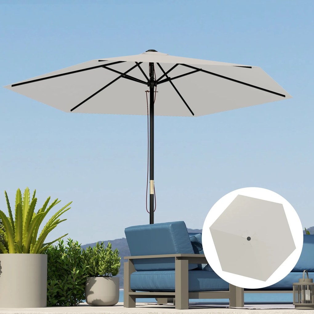Outsunny Înveliș de Schimb pentru Umbrelă cu Orificii de Aerisire, Ø300 cm, Alb Crem | Aosom Romania