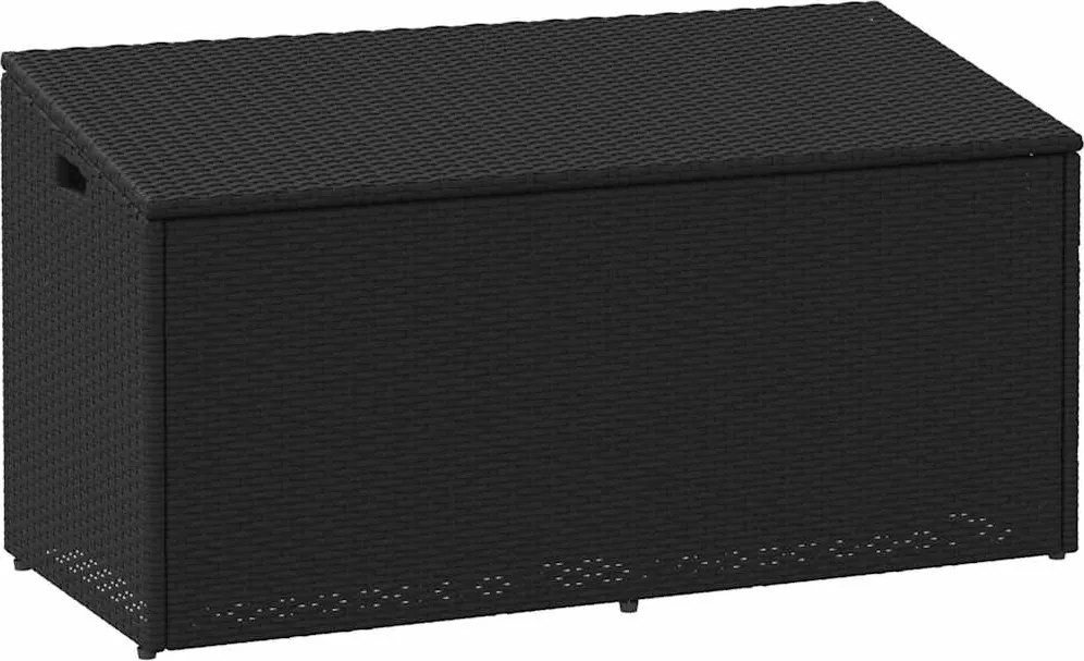 vidaXL Ladă de grădină, neagră, 110x50x58 cm, poliratan