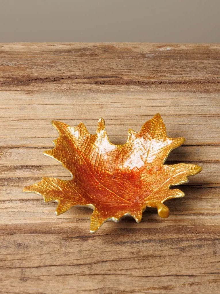 Tavita decorativa, forma de frunza, din cositor, 12 cm, Autumn