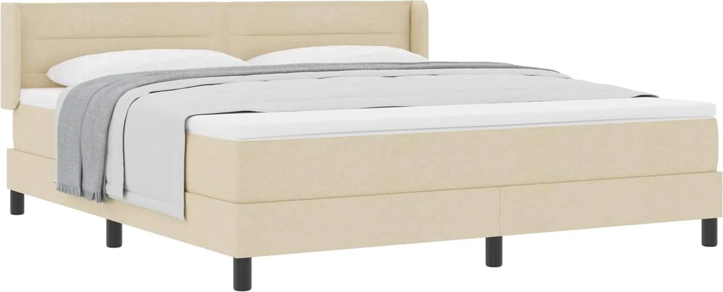 vidaXL Pat cu arcuri cu saltea cu headboard Crem 200 x 180 cm țesătură