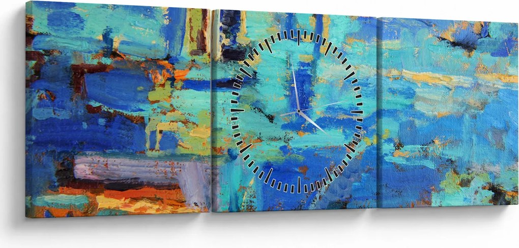 Tablou - pictură abstractă în ulei (cu ceas) (90x30 cm)