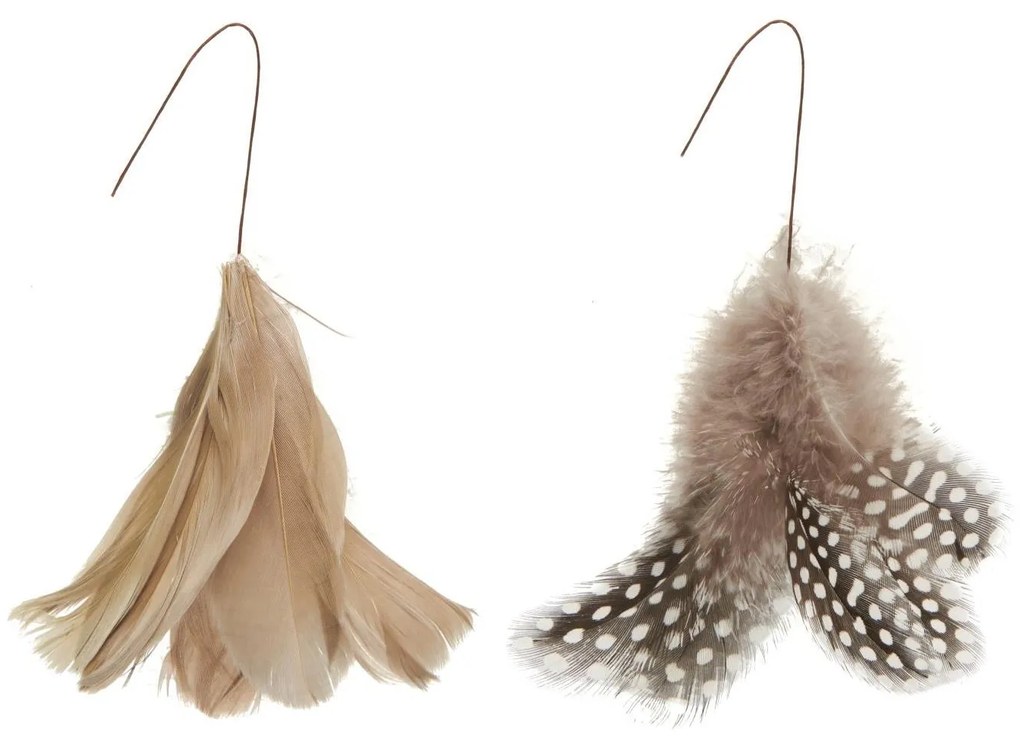 Decoratiune cu pene suspendate pe sarma FEATHER DECOR maro - mai multe culori