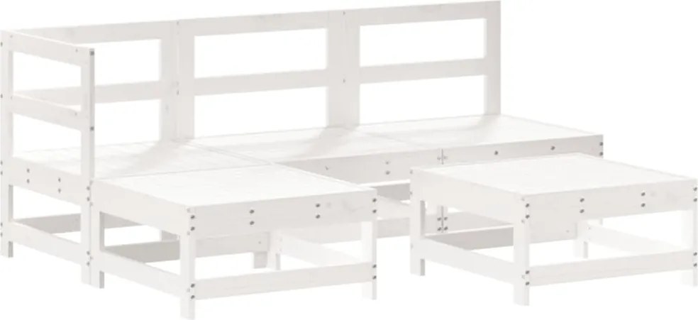 vidaXL Set mobilier relaxare de grădină 5 piese alb lemn masiv de pin