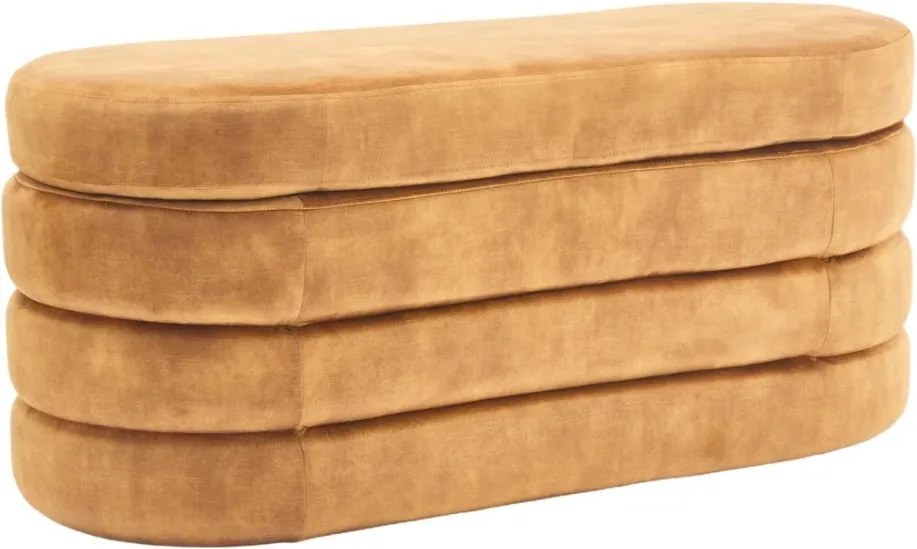 Bancheta cu spatiu de depozitare, Catifea Galben-Mustar, VOQUE 115cm A-46690 VC