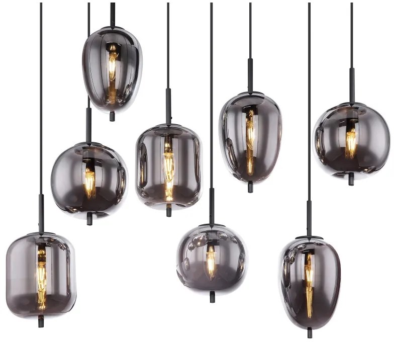 Lustra suspendata cu 8 pendule design modern BLACKY fumuriu 15345-8 GL