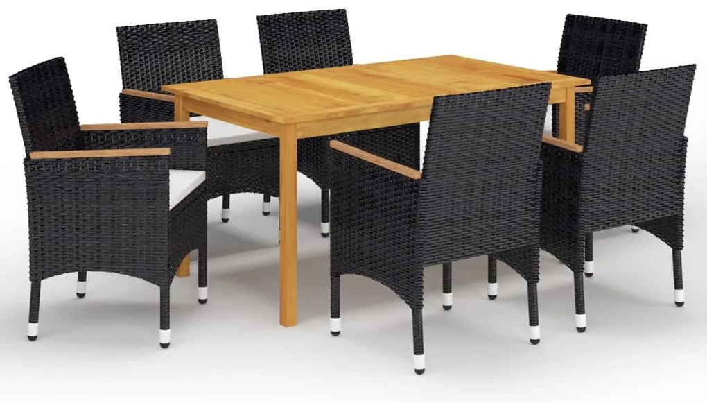 vidaXL Set mobilier de grădină, 7 piese, negru