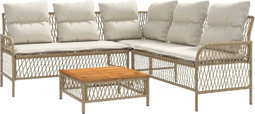 vidaXL Set canapele de grădină cu perne, 2 piese, bej, poliratan