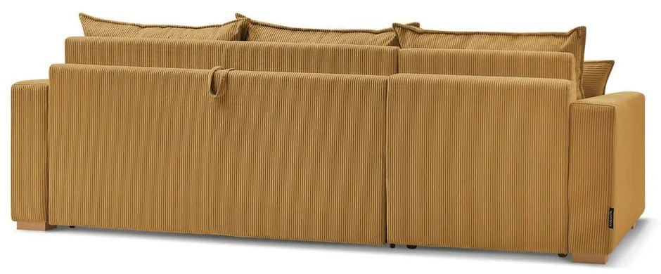 Colțar galben extensibil cu tapițerie din catifea reiată (cu colț variabil) Augustin – Bobochic Paris