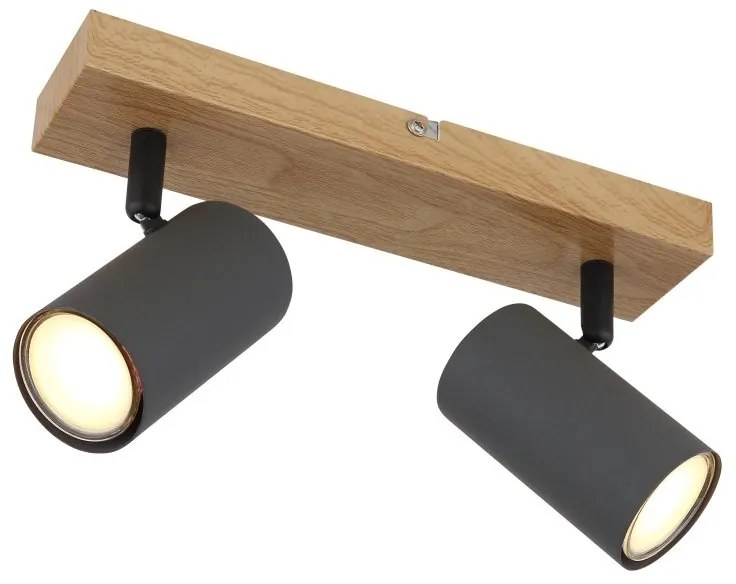 Aplica de perete / tavan cu 2 spoturi directionabile design modern ROBBY gri grafit