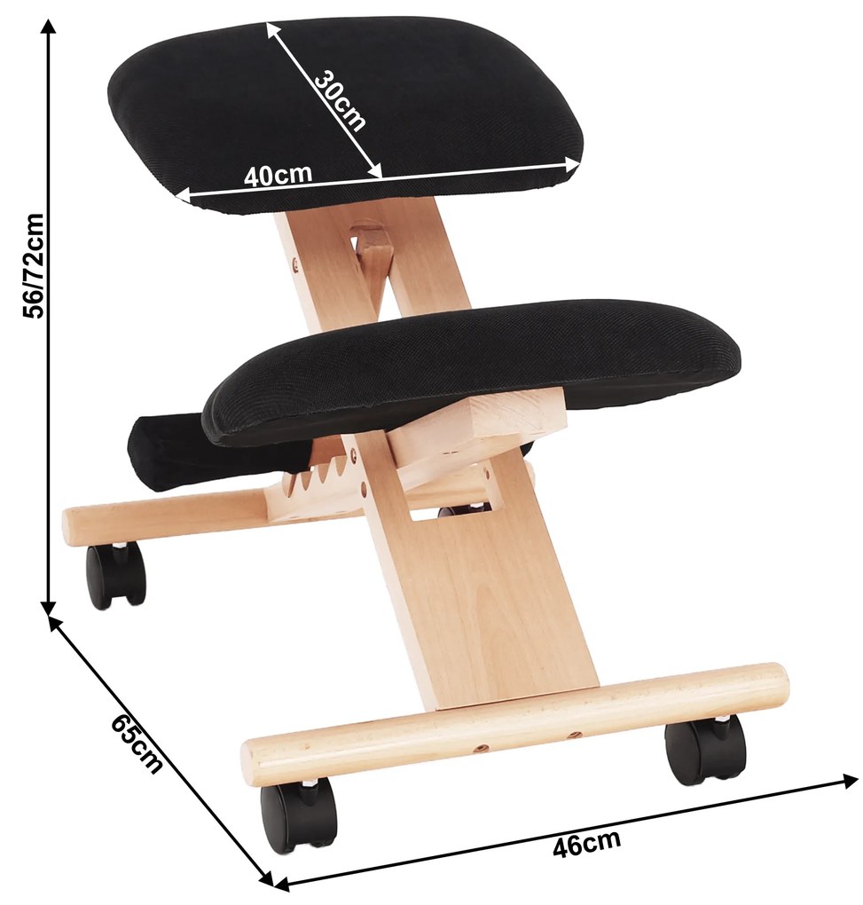 Scaun genunchi ergonomic, negru / fag, GROCO