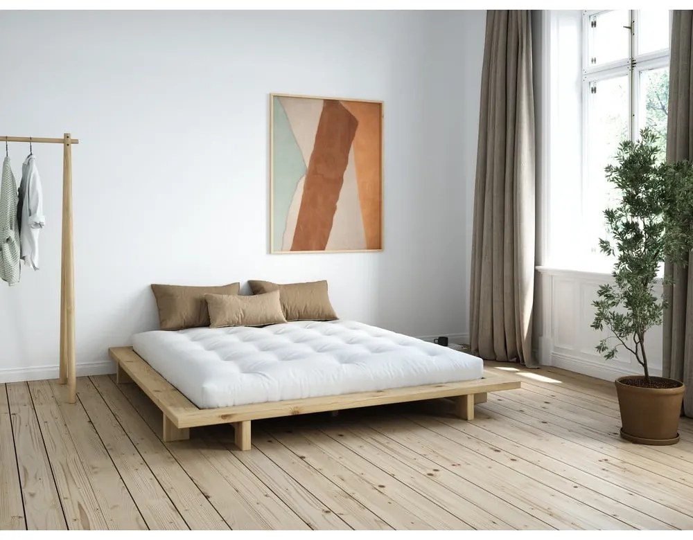 Pat matrimonial din lemn masiv de pin cu somieră 180x200 cm Japan – Karup Design