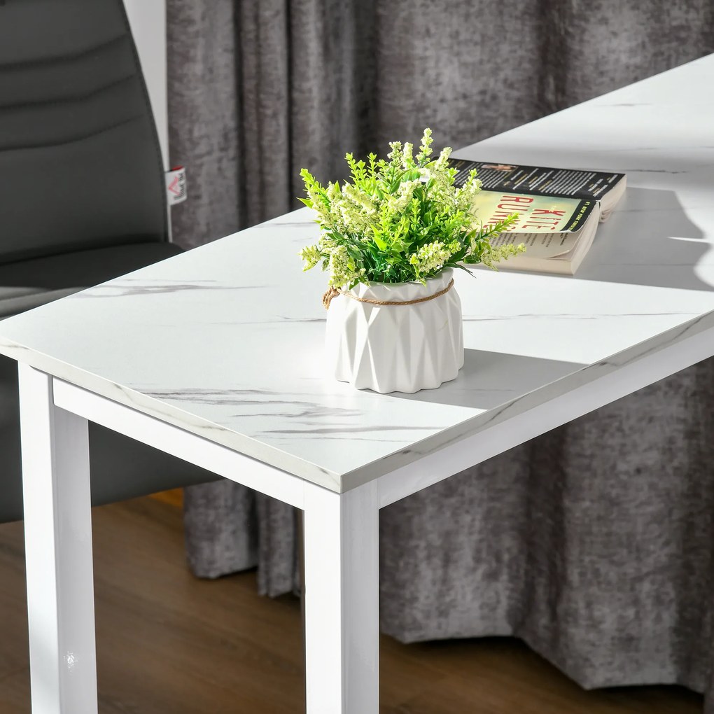 HOMCOM Masă de Bar Masă Înaltă cu Blat din Melamină Efect de Marmură și Picioare din Oțel Stil Modern pentru Bucătărie Cafenea Sufragerie 120x40x100 cm Alb | Aosom Romania