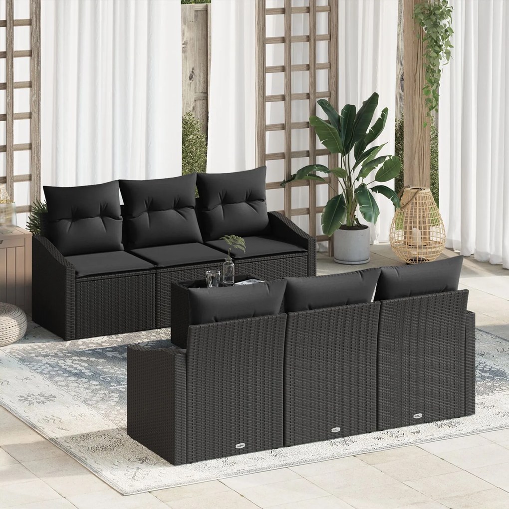 vidaXL Set de canapele pentru grădină 7 pcs Negru 55 x 55 x 37 cm