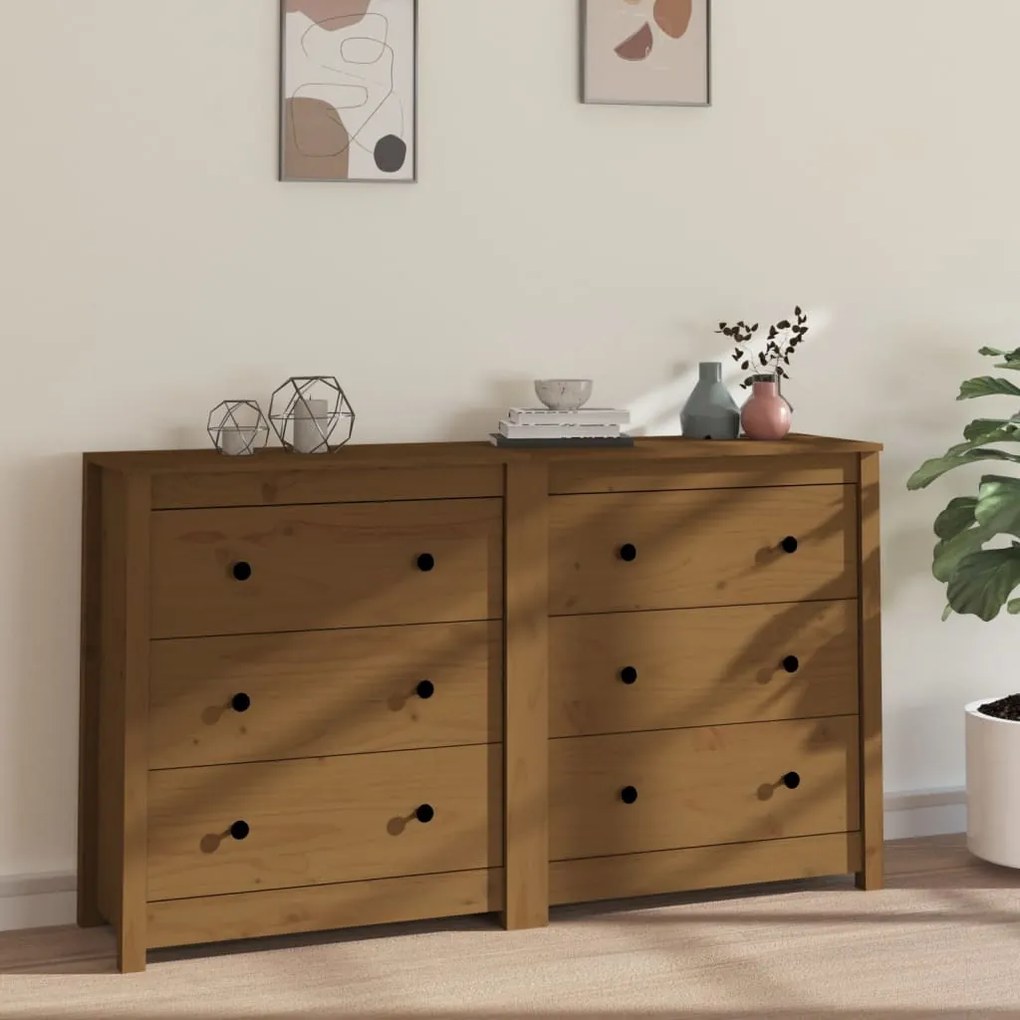 3114082 vidaXL Servantă, maro miere, 140x35x80 cm, lemn masiv de pin