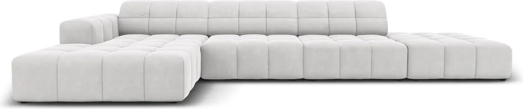 Coltar stanga 5 locuri, Jennifer-51, Micadoni Home, 341x166x70 cm, catifea, argintiu