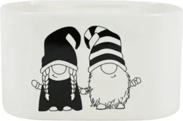 Ghiveci de Craciun GNOME LOVE ceramic 19,5x11 cm, alb