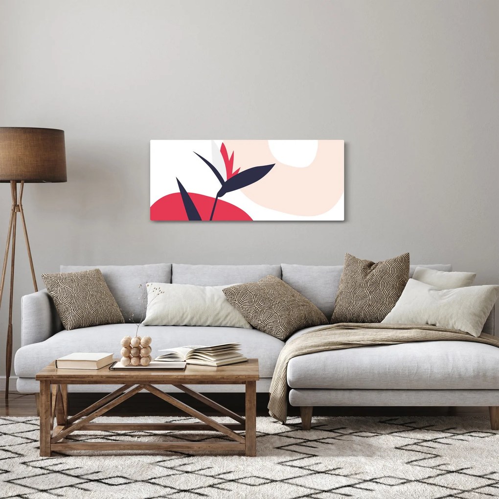 Tablou - Abstracție florală roz N⁰1 (120x50 cm)