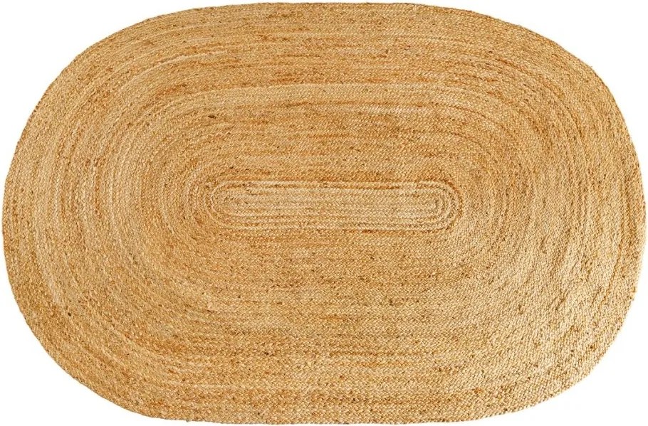 Covor oval din iuta, fabricat manual din fibra naturala, PURE NATURE 160x230cm