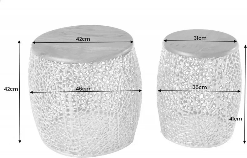 Set de 2 masute cu aspect deosebit Leaf auriu