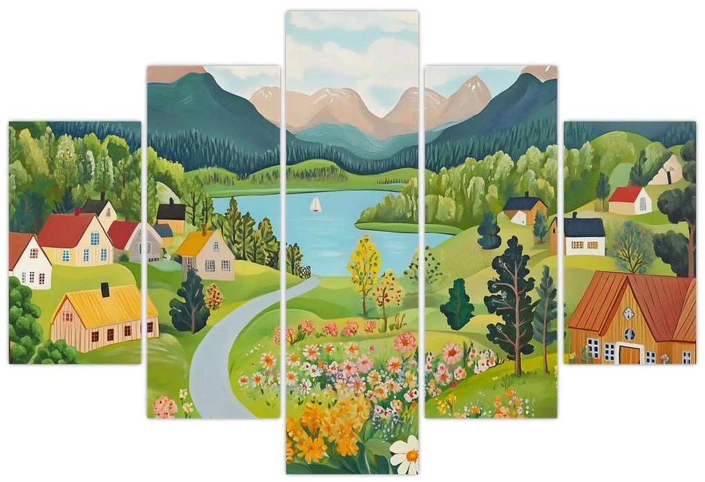 Tablou - Sat în Munți (150x105 cm)
