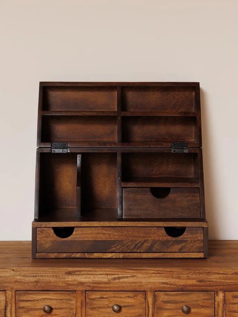 Organizator de birou, din lemn de mango, pliabil, Oswald