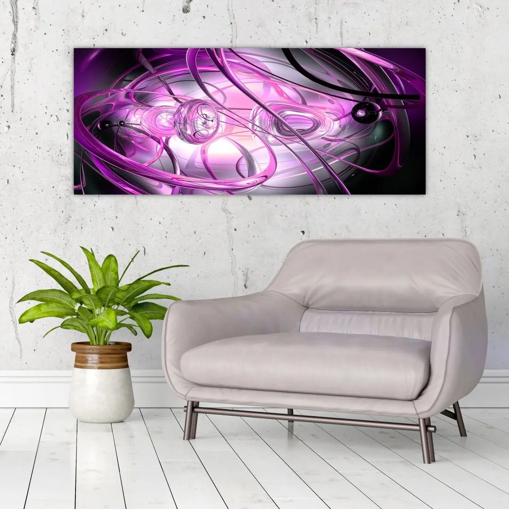 Tablou cu abstracție  frumoasă în violet (120x50 cm), în 40 de alte dimensiuni noi