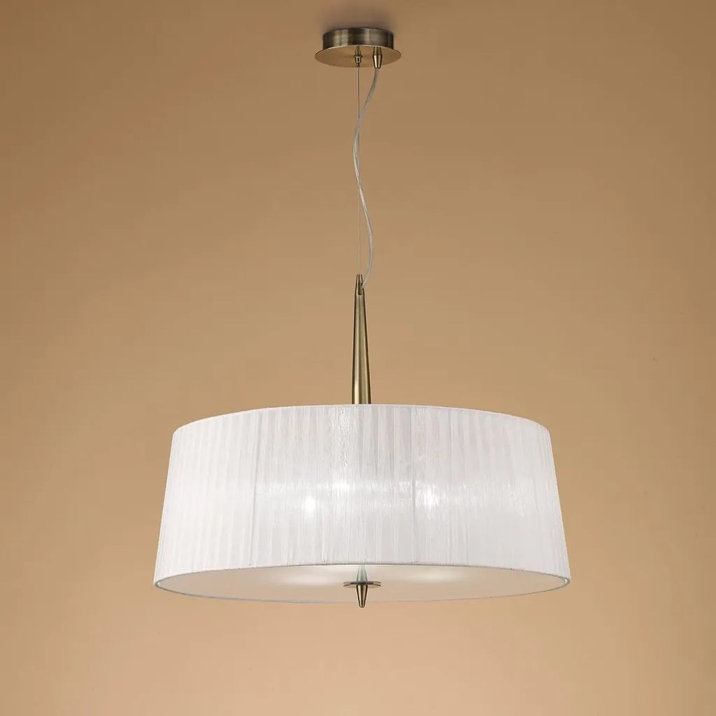 Lustra suspendata clasica LOEWE antique brass/ abajur alb