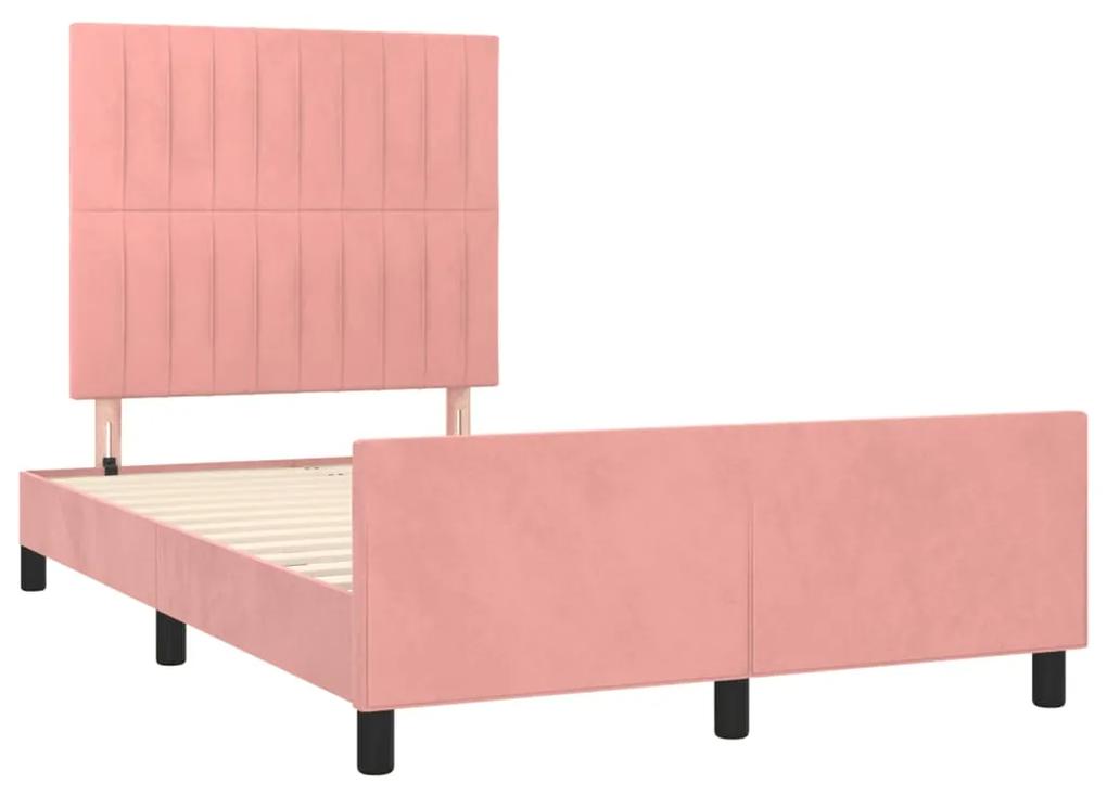 3270595 vidaXL Cadru de pat cu tăblie, roz, 120x190 cm, catifea
