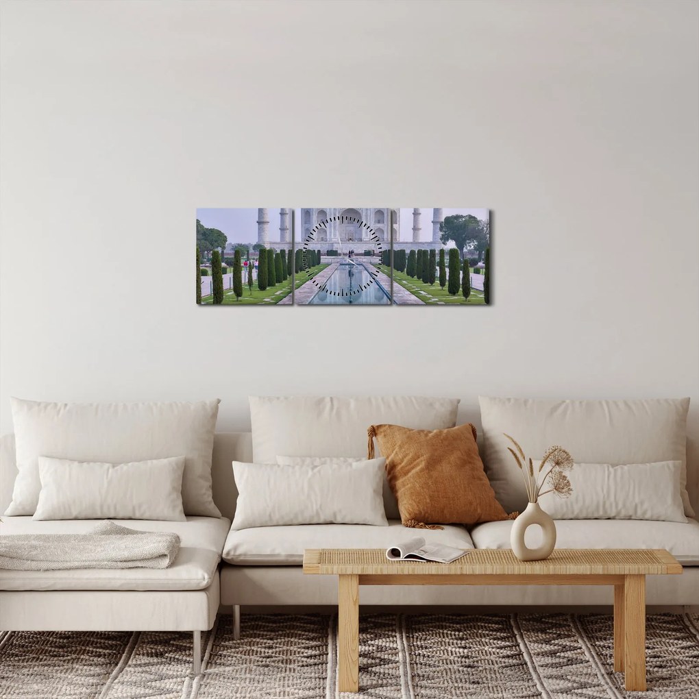 Tablou - Taj Mahal în răsăsrit de soare (cu ceas) (90x30 cm)