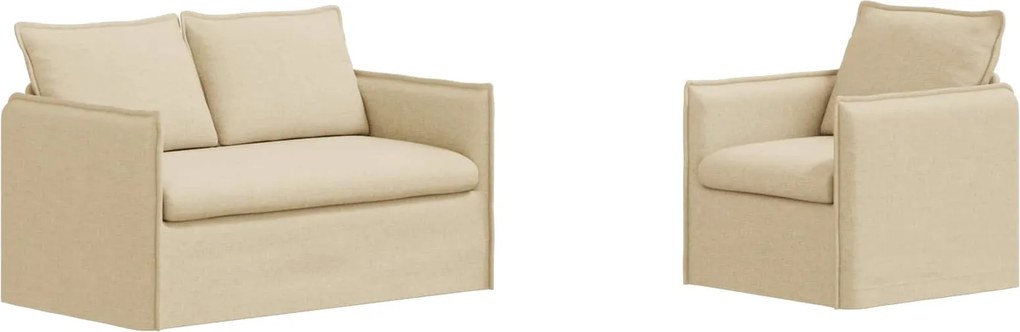 vidaXL Set de canapea 2 pcs Crem 196 x 82 x 85 cm țesătură