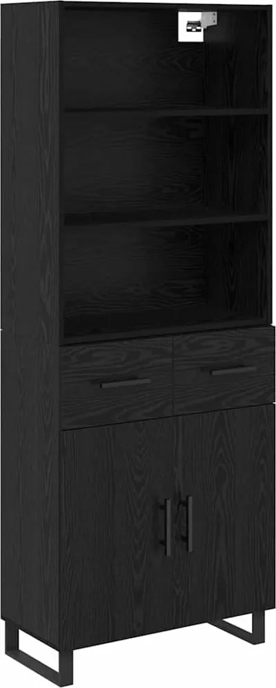 vidaXL Bufet cu sertar Stejar Negru 69,5 x 34 x 180 cm Lemn compozit