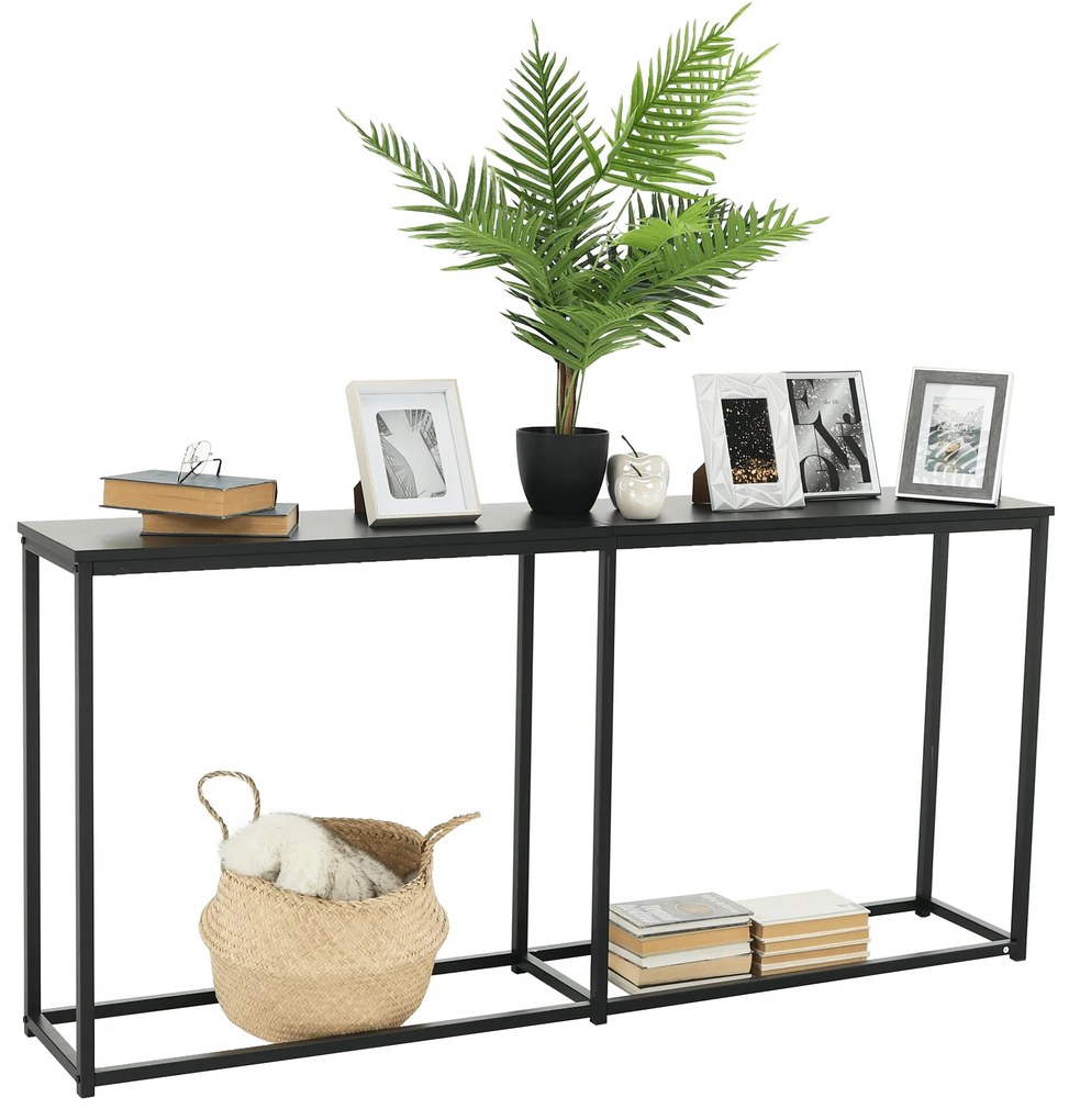 Consola in stil industrial, stejar / negru, BUSTA Consola in stil industrial, gri inchis grafit / negru, BUSTA