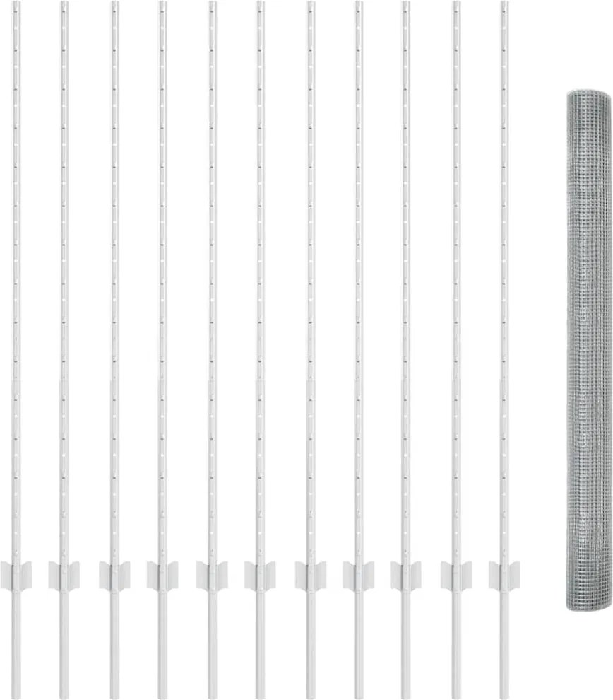 vidaXL Gard cu Stâlp Argintiu 1,4 x 25 m Oțel