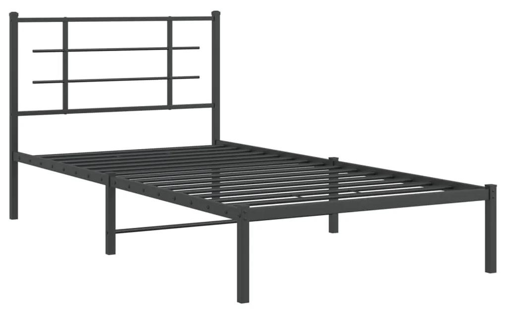 355556 vidaXL Cadru de pat din metal cu tăblie, negru, 100x200 cm