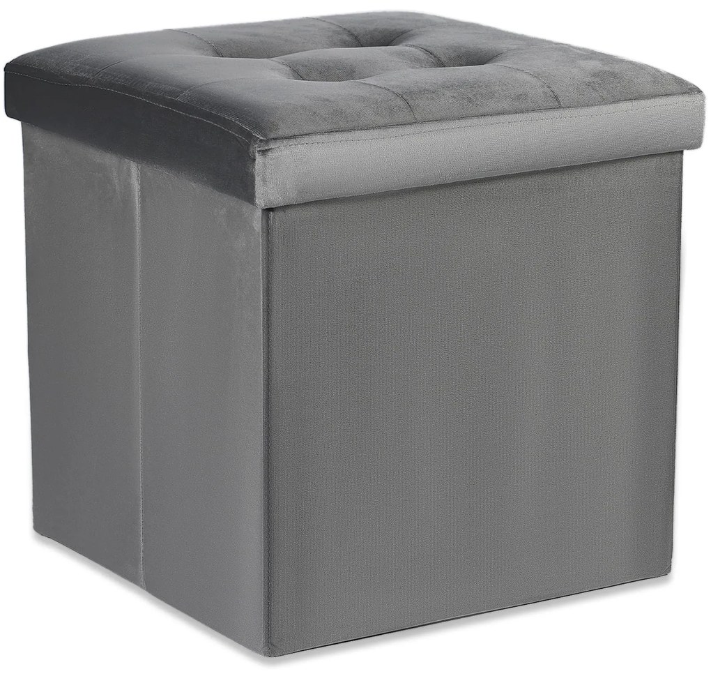 Taburet pliabil gri ZAREX VELVET L