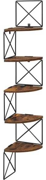 Raft De Colt Cu 5 Niveluri, Maro Rustic Si Negru