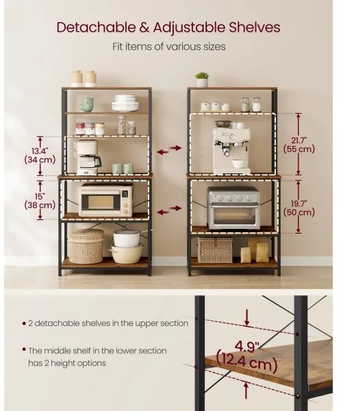 Etajeră pentru bucătărie MARGE, maro/negru