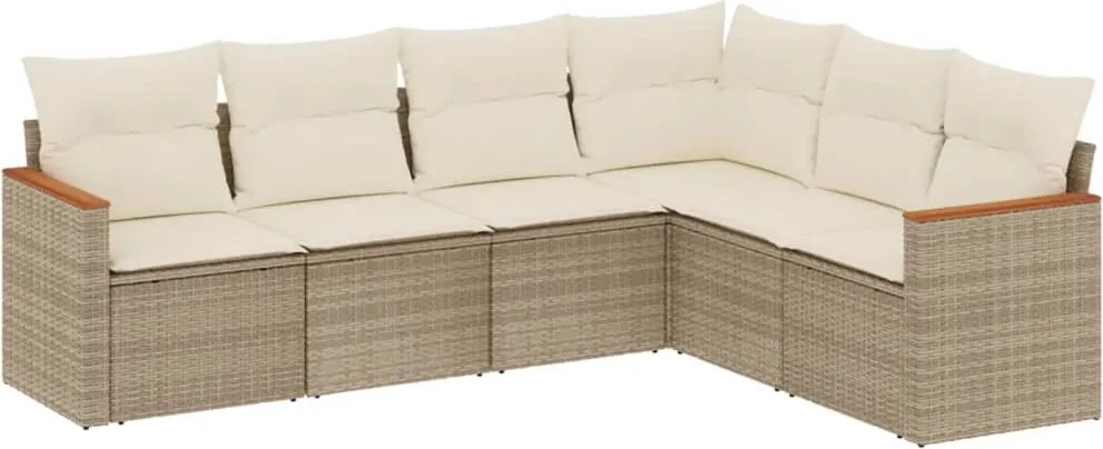 vidaXL Set canapele de grădină cu perne, 6 piese, bej, poliratan
