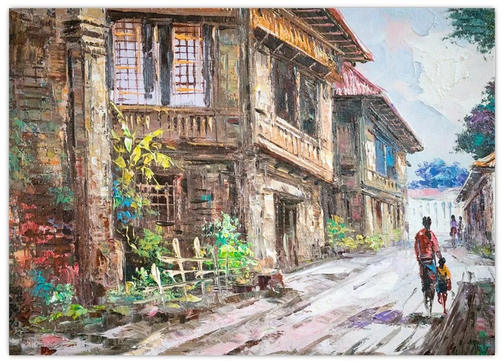 Tablou pe sticlă - Satul filipinez, Asia (70x50 cm)