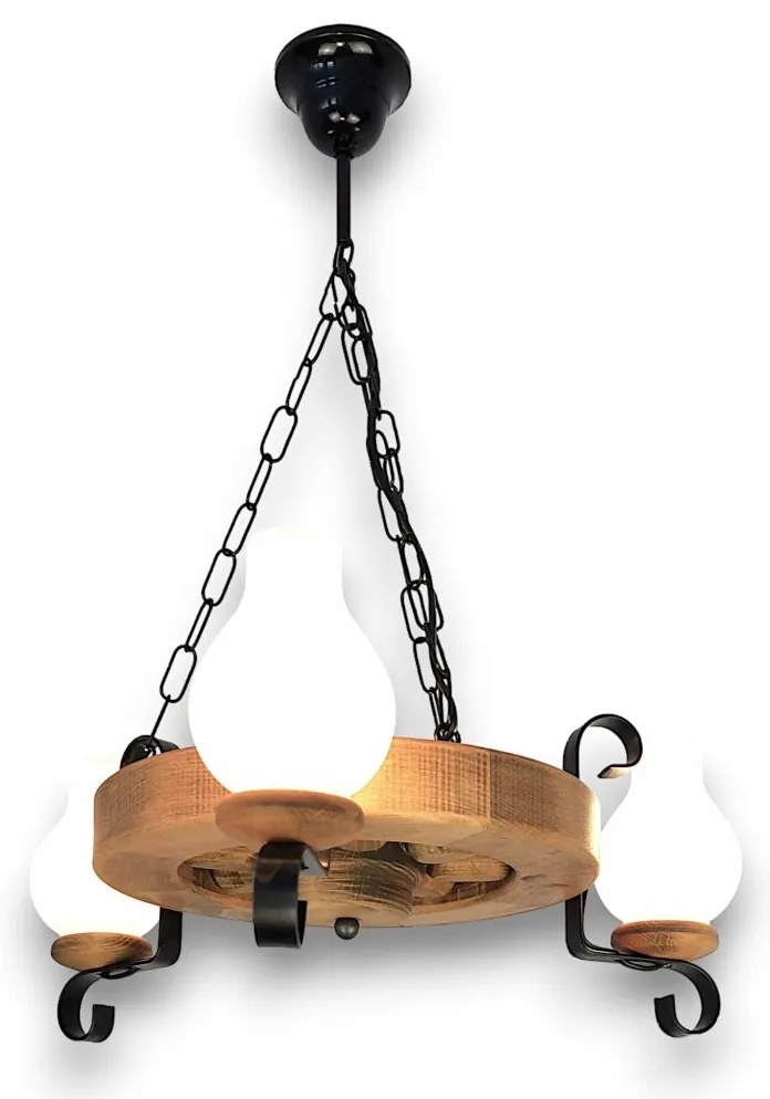 Candelabru rustic fabricat manual din lemn Roata 3L