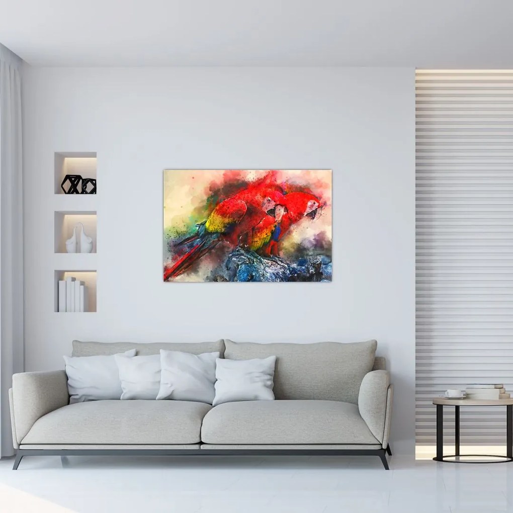 Tablou - Papagali roșii ara (90x60 cm)
