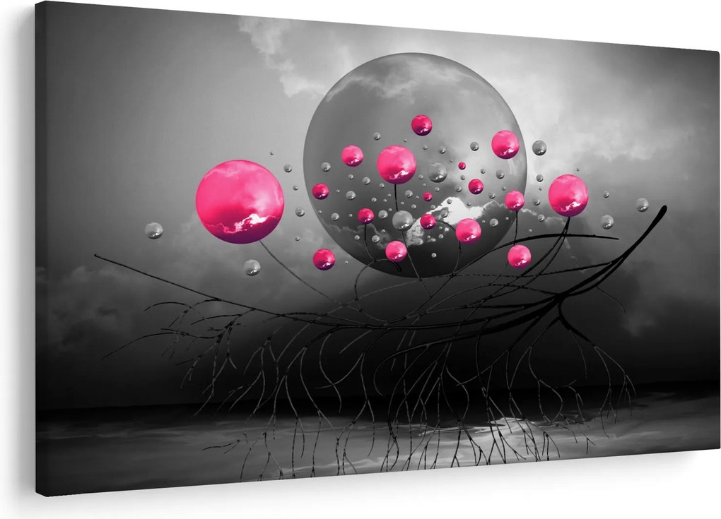 Tabloul cu bile abstracte roz (90x60 cm)