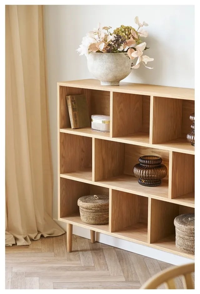 Bibliotecă în culoare naturală cu aspect de lemn de stejar 30x104,5x112 cm Oshawa – House Nordic
