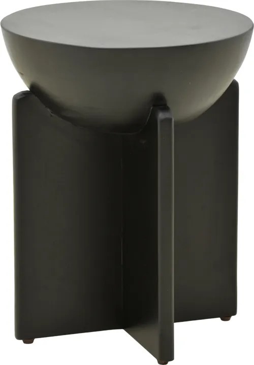 Masuta Laterala Rotunda Jelina Lemn Masiv De Mango Negru D40x50 Cm
