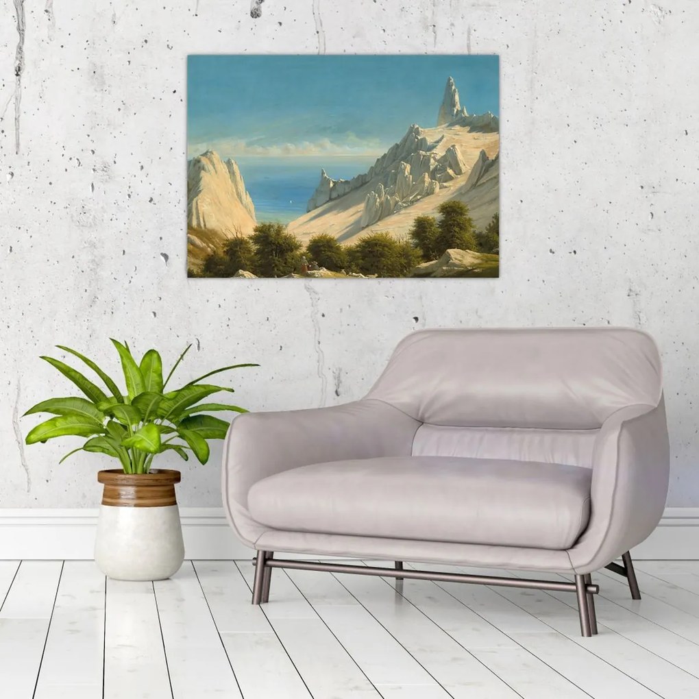 Tablou pe sticlă - Georg Emil Libert, View of Sommerspiret, the Cliffs of Møn, reproducere (70x50 cm)