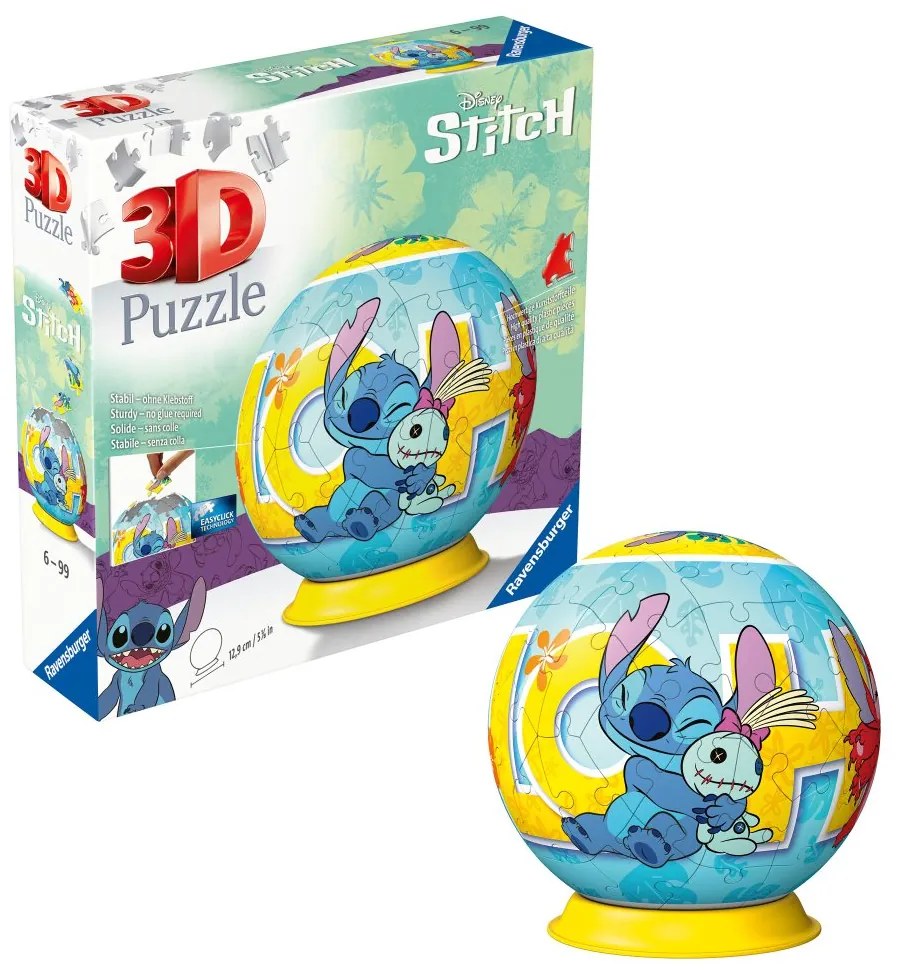 PUZZLE 3D BILA DISNEY STITCH 72 PIESE - RAVENSBURGER (RVS3D11596)