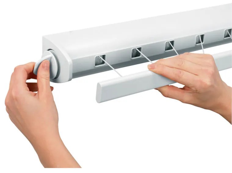 Uscator de rufe rabatabil Brabantia Pull-out 90300175, 22 m, Montare pe perete, Blocare automata, Rezistent la coroziune, Alb