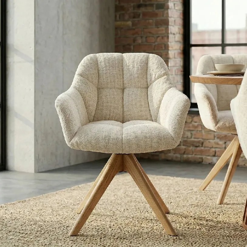 Scaun pivotant PAPILLON tesatura chenille/ stejar
